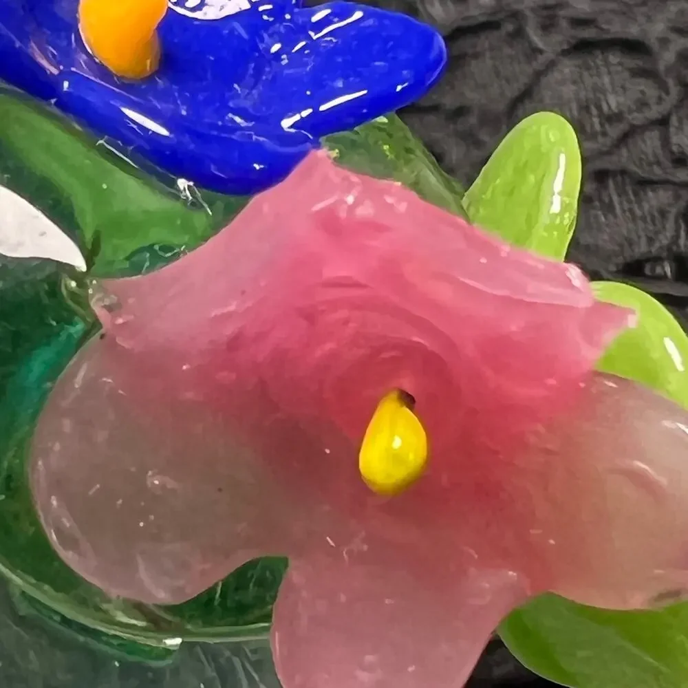 Vintage 40s Venetian Blue Blown Art Glass Vase Footed Bud 8 Inch Murano Italy